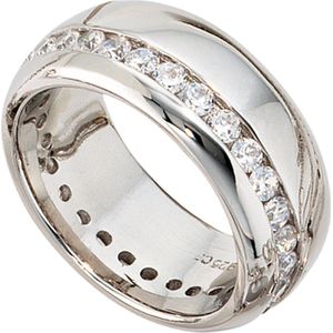 Gr. 58 - Damen Ring breit 925 Sterling Silber rhodiniert mit Zirkonia rundum Silberring