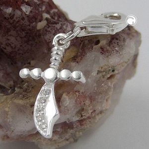 Anh&#228;nger 19x10mm Charm Krumms&#228;bel mit Zirkonias gl&#228;nzend Silber 925