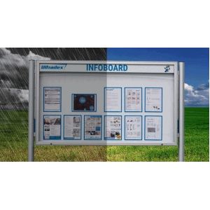 Plakatvitrine quer B2000xH1070xT100mm magnethaftend Rahmen silber