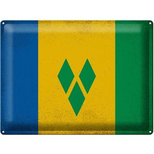 Blechschild Flagge Saint Vincent Grenadinen 40x30cm Vintage