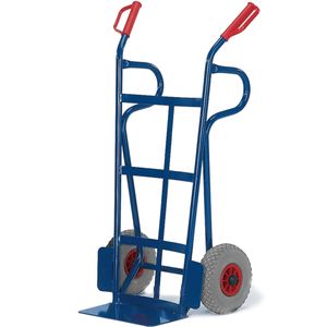 Rollcart Sackkarre -966- mit nach hinten gew&#246;lbtem Flacheisen an Schaufel 1250mm hoch Vollgummi