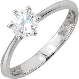 Gr. 52 - Damen Ring 925 Sterling Silber rhodiniert 1 Zirkonia Silberring