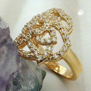 Gr. 56 - Ring mit wei&#223;en Zirkonias mit 3 Mikron vergoldet Ringgr&#246;&#223;e 56