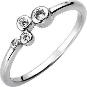 Gr. 58 - Damen Ring 925 Sterling Silber 4 Zirkonia Silberring