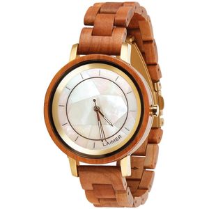 LAiMER Damen Uhr 0164 Kassandra Apfelholz mit Perlmutt vergoldet