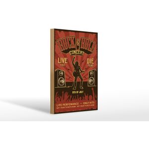 Holzschild Retro 20x30cm Rock&amp;Roll Concert live 9th july