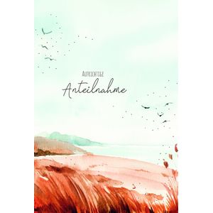 A Trauer Beileid Kondolenzkarte mit Umschlag Skorpion's Art Aufriochtige Anteilnahme V&#246;gel Strand mit Silberfolie