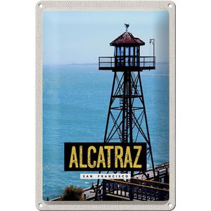Blechschild Reise 20x30cm San Francisco Alcatraz Meer Turm