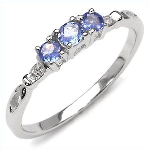 Edler Diamant Tansanit Ring-925 Sterling Silber Rhodin.-0,27 Karat (Ringgr&#246;&#223;e: 54 (17,3 mm))