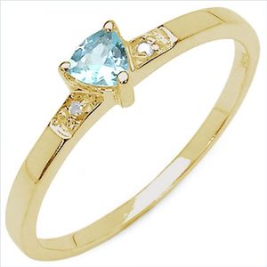 Verf&#252;hrerischer Blautopas Diamant-Ring 925 Sterl.Silber-vergoldet in 10 Karat (Ringgr&#246;&#223;e: 60 (19,0 mm))