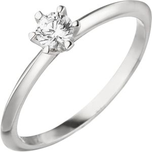 Gr. 56 - Damen Ring 585 Gold Wei&#223;gold 1 Diamant Brillant 0,25 ct. Diamantring Solit&#228;r