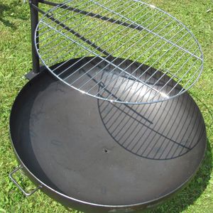 verchromter Grillrost Ø40cm mit Halterung f&#252;r Feuerschalen bis 55cm
