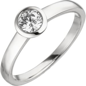 Gr. 56 - Damen Ring 585 Gold Wei&#223;gold 1 Diamant Brillant 0,25 ct. Diamantring Solit&#228;r