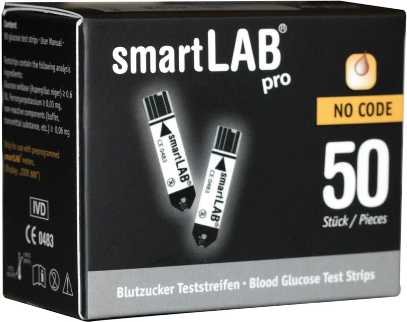 smartLAB pro Blutzuckerteststreifenbox mit 50 Teststreifen f&#252;r smartLAB pro Blutzuckermessger&#228;te