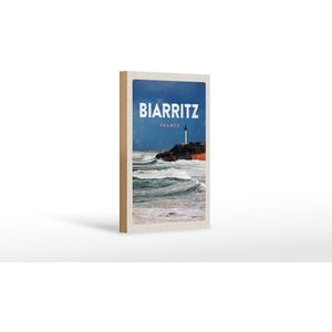 Holzschild Reise 12x18 cm Biarritz France Meer Urlaub Geschenk