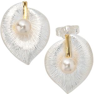JOBO ""35099"" Ohrstecker 925 Sterling Silber bicolor vergoldet 2 S&#252;&#223;wasser Perlen Ohrringe
