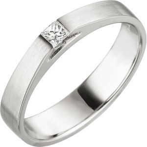 Gr. 54 - Damen Ring 950 Platin matt 1 Diamant Princess Schliff 0,07 ct. Platinring