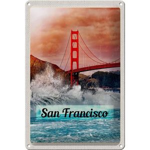 Blechschild Reise 20x30cm San Francisco Wellen Meer Br&#252;cke