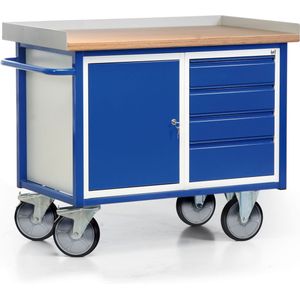 Protaurus gro&#223;e Werkbank Serie 300 mit Schrankfach und 4 Schubladen