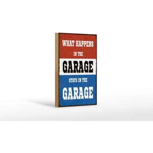 Holzschild Spruch 20x30 cm What happens in the Garage stay in Deko Schild