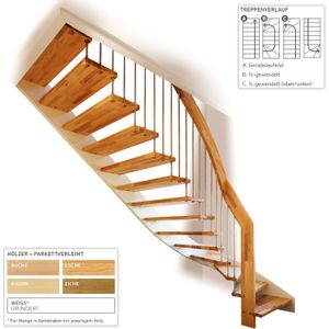 Dolle Geschosstreppe Bilbao Geradelaufend 234-260cm GH Holz rund 30mm Ahorn wei&#223;