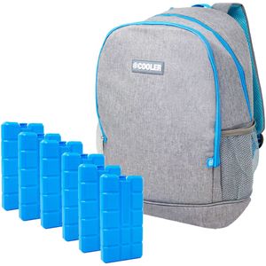 16 L K&#252;hlrucksack K&#252;hltasche Campingtasche Picknick Rucksack + 6x K&#252;hlakku 200ml
