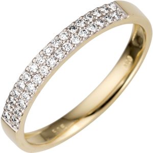 Gr. 54 - Damen Ring 585 Gold Gelbgold 33 Diamanten Brillanten Goldring