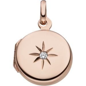 Medaillon rund 925 Silber rotgold vergoldet 1 Zirkonia