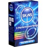 Skins «Performance Rings» 3 transparente, dehnbare Penisringe