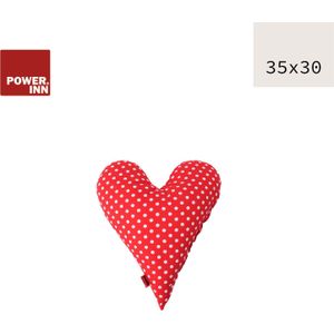 POWER INN Herzkissen klein | Rot mit wei&#223;en Punkten | Dekokissen | Kuschelkissen | Herz | Geschenk