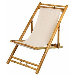 Bambus Relax Liegestuhl 60x135cm beige Gartenliege Gartensessel Strandsessel
