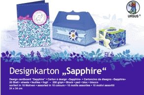 Designkarton Block Sapphire 200g qm 24x34cm VE=20 Blatt sortiert