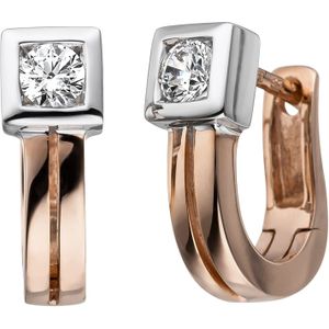 JOBO""Creolen 375 Gold Rotgold 2 Zirkonia Ohrringe Rotgoldcreolen Rotgoldohrringe