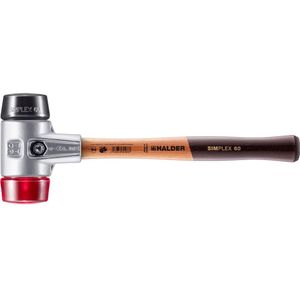 HALDER SIMPLEX Schonhammer Ø 60 mm Gummi schwarz Plastik rot mit Aluminiumgeh&#228;use