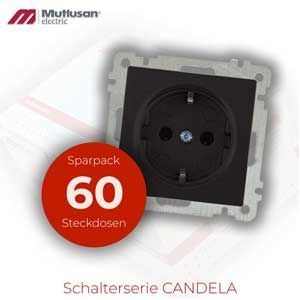 Sparset 60x Steckdosen Schwarz CANDELA Serie