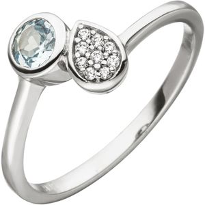 Gr. 60 - Damen Ring 925 Silber 1 Blautopas hellblau blau 9 Zirkonia