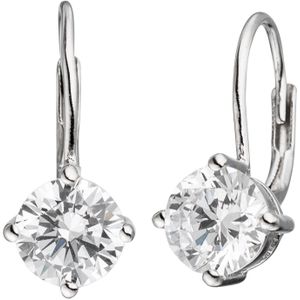 Boutons quadratisch 925 Sterling Silber rhodiniert 2 Zirkonia Ohrringe Ohrh&#228;nger