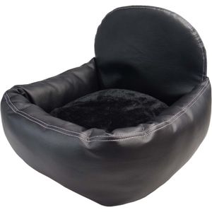 Extra pflegeleichter Hunde Leder Look Autositz - Verst&#228;rkter Autositz f&#252;r kleine und mittlere Hunde - hochwertiger und wasserfester Hundeautositz f&#252;r den Beifahrersitz im Auto (L-Gr&#246;&#223;e, Schwarz) inkl. Gurt Mitsubishi Delica D5