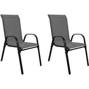 2 Stk. XL Stapelstuhl Metall schwarz Textilen Farbe Anthrazit