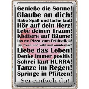 Blechschild Spruch 30x40cm genie&#223;e die Sonne sei einfach du