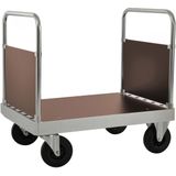 Kongamek Plattformwagen verzinkt 960mm hoch mit 2 Schiebeb&#252;geln und Ladefl&#228;che 1140x800mm aus MDF mit Bremse