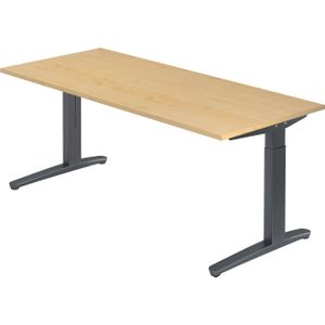 b&#252;m&#246; manuell h&#246;henverstellbarer Schreibtisch 180x80 in Ahorn, Gestell in graphit - PC Tisch h&#246;henverstellbar &amp; gro&#223;, h&#246;henverstellbarer Tisch B&#252;ro, gro&#223;er Computertisch verstellbar