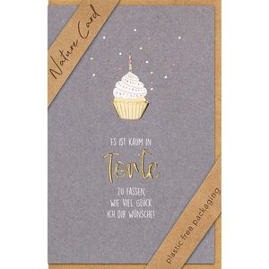 Geburtstag - Nature Cards - unverpackt - Gl&#252;ckwunschkarte im Format 11,5 x 17 cm mit Briefumschlag - Cupcake