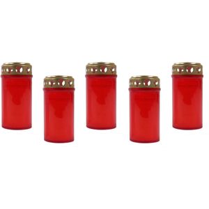 5x Grabkerze rot Grablicht Gedenkkerze Trauerkerze 3-Tagebrenner Grableuchte
