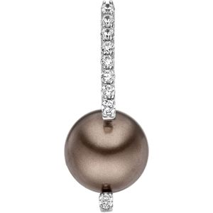 Anh&#228;nger 925 Sterling Silber 1 braune Perle 9 Zirkonia Perlenanh&#228;nger