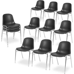 12 Kunststoffschalenst&#252;hle, schwarz, verchromtes Untergestell, BxTxH 495x520x770 mm