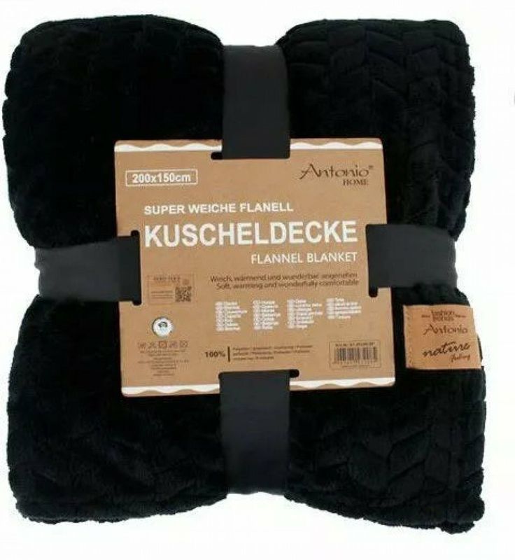 Jacquard Wohndecke » Kuscheldecke 150x200cm » Kuscheldecke gl&#228;nzend » Couchdecke » Tagesdecke warm und weich - Schwarz