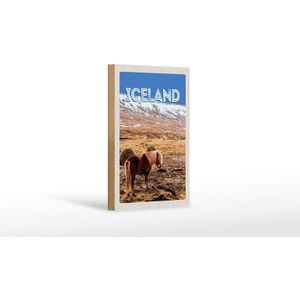 Holzschild Reise 12x18 cm Iceland Pony icelandic horse Geschenk