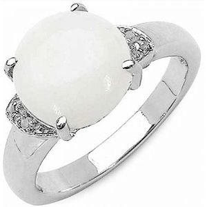 Wei&#223;er Opal Diamant-Ring-Silber Rhodiniert-6,21 Karat (Ringgr&#246;&#223;e: 60 (19,0 mm))