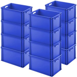 12x Euro-Stapelbeh&#228;lter, LxBxH 600x400x320 mm, blau, PP, lebensmittelecht, Kunststoffkiste, Beh&#228;lter, Transportkiste